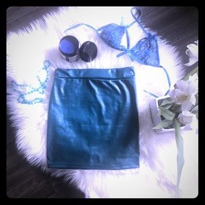 Teal Faux Leather-Look Miniskirt NWT